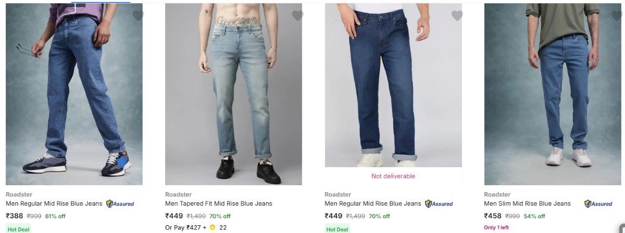 Flipkart Roadster Men Jeans From 388