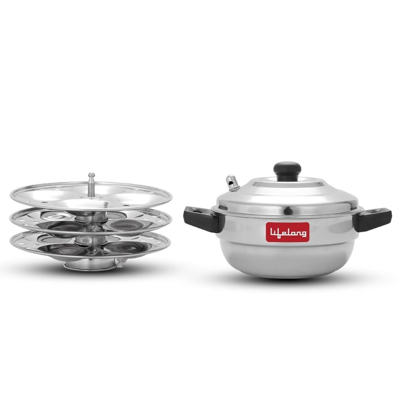 Lifelong Idli Cooker 3 Plate 12 Idlis Stainless St