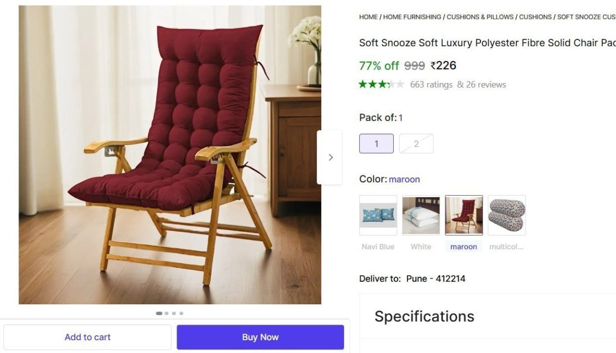 Soft Snooze Luxury Polyester Chair Pad 226