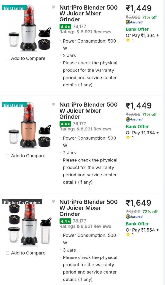 Nutripro Mixer Grinders