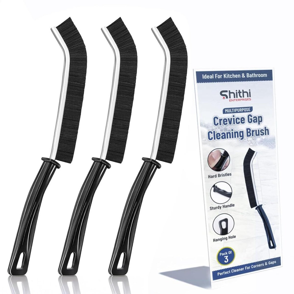 Plastic Handle Tile Gap Cleaning Brush Multi-purpose For Tile (pack Of 3) 73