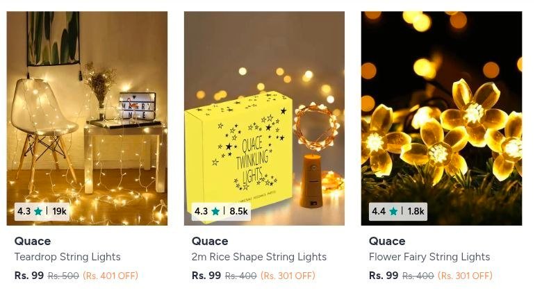 Myntra Home Decor Loot Under 99 Light Up Your Space With Budget-friendly Decor From Quace String Lights Candles Under 99