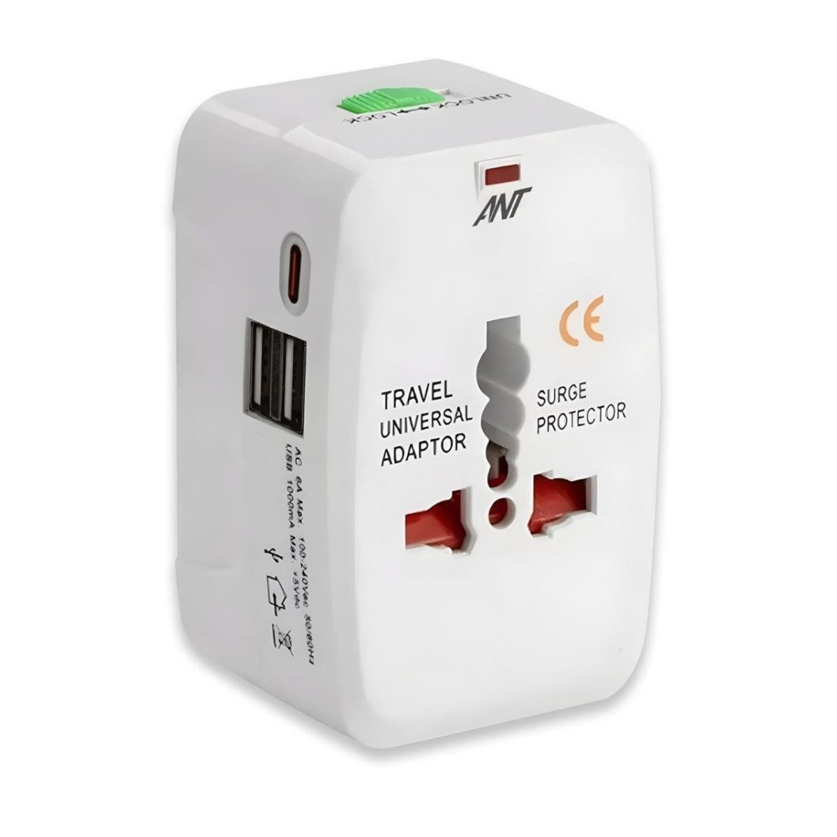 Ant Amigo 201 Universal Travel Adapter With 3 Type-c 2 Usb Ports