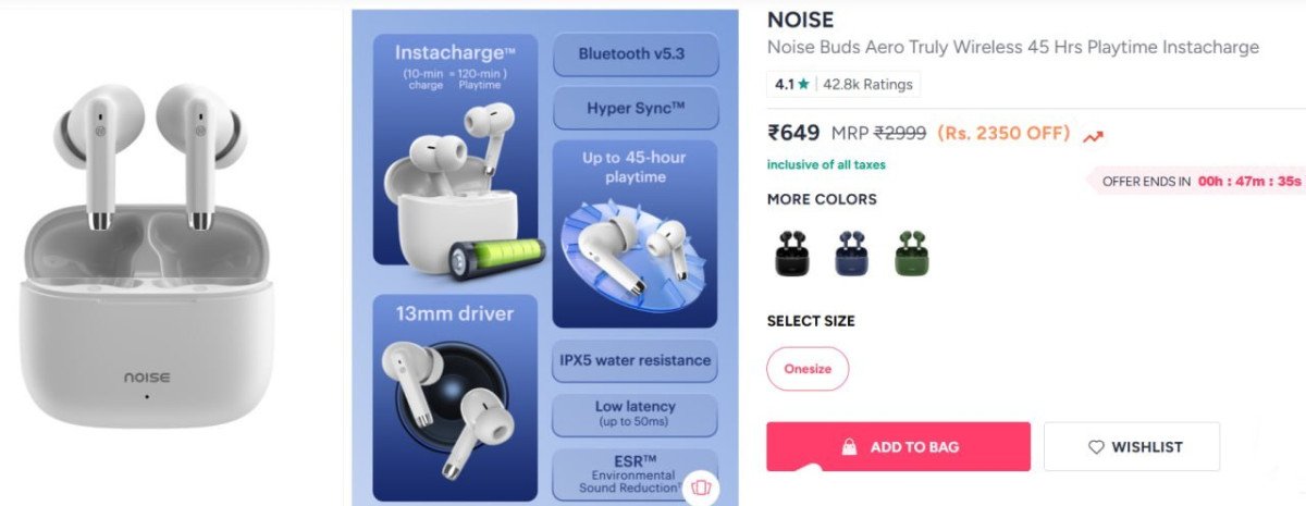 Myntra Noise Audio Buds Aero Tws At Rs 629 10 Bank Offers Noise Audio Buds Trance At Rs 889 10 Bank Offers