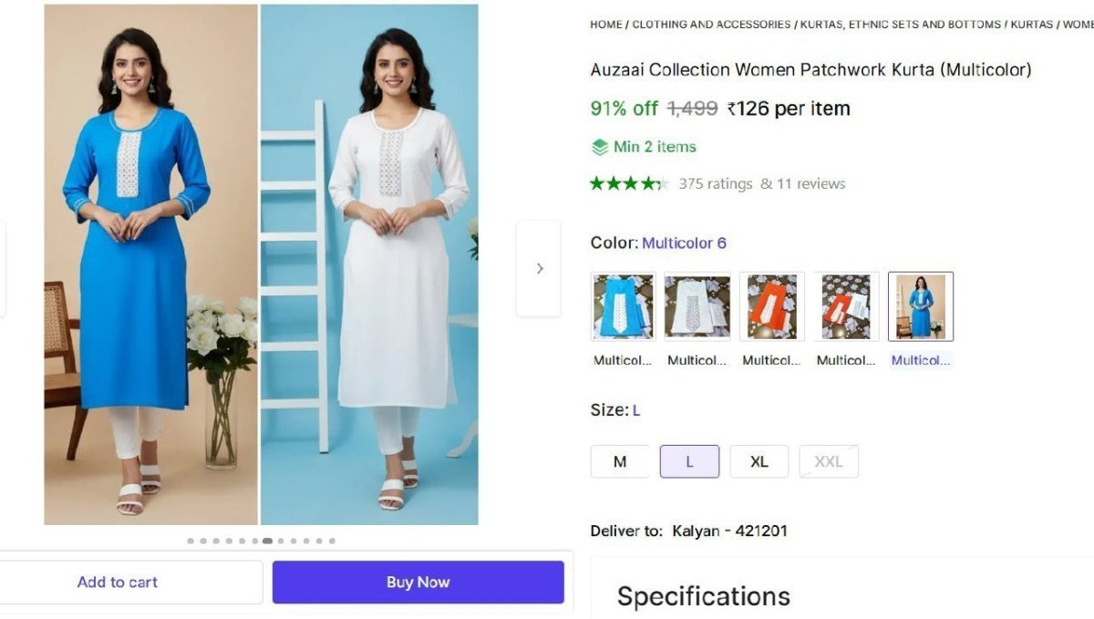 Women Patchwork Kurta (multicolor) Rs 126 Min 2 Qty