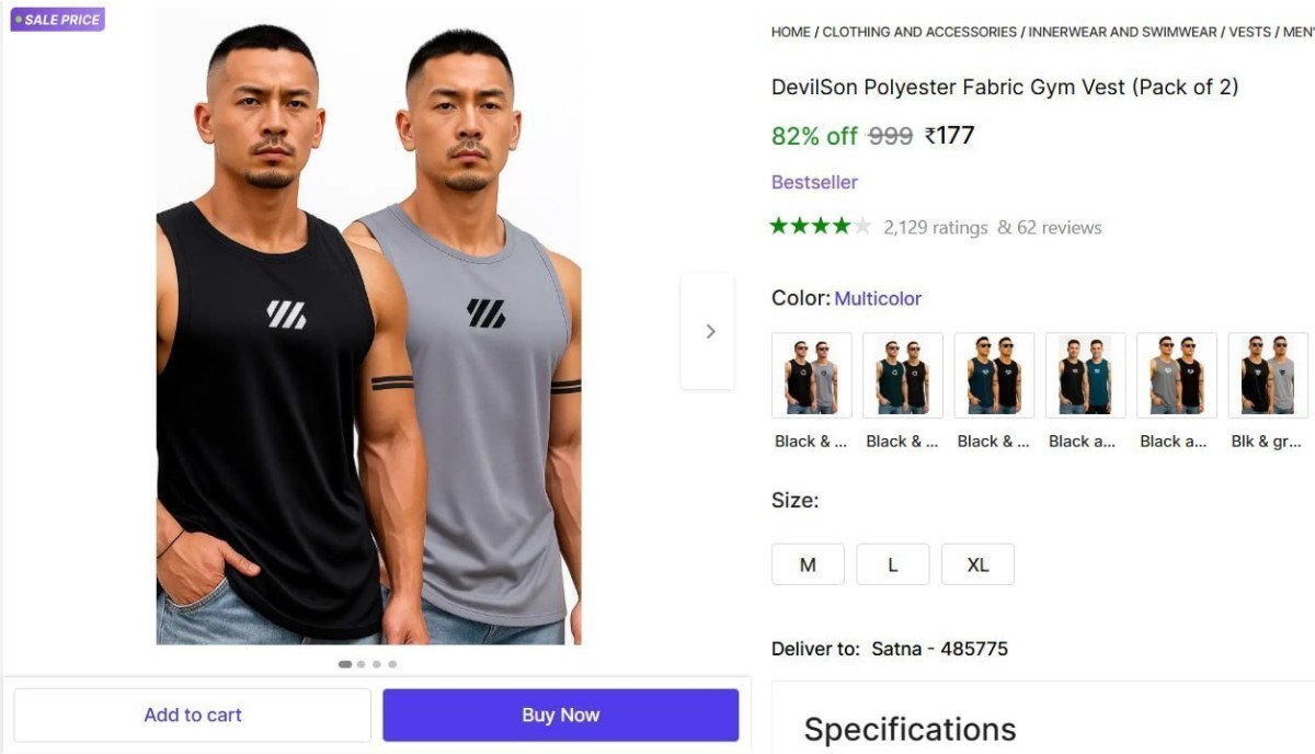 Men Gym Vest (pack Of 2) At 177