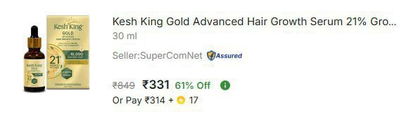 61% Off - Keshking hair serum At Rs.331