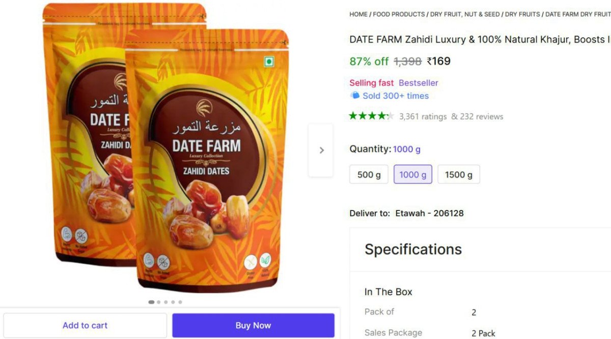 Arabian Wet Dates 1kg @ ₹169