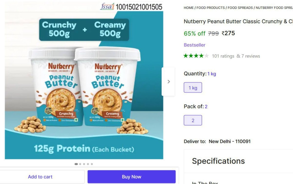 Nutberry Peanut Butter 1kg at ₹275