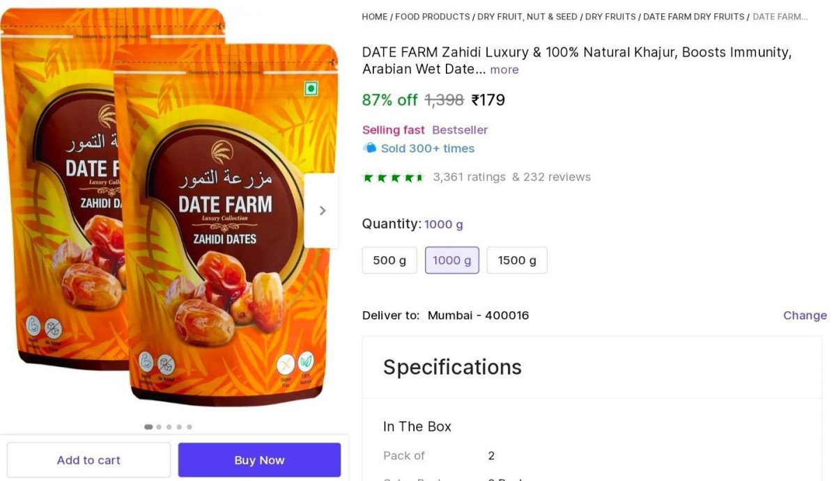 🔥Premium Dates (1Kg) at ₹179

👉