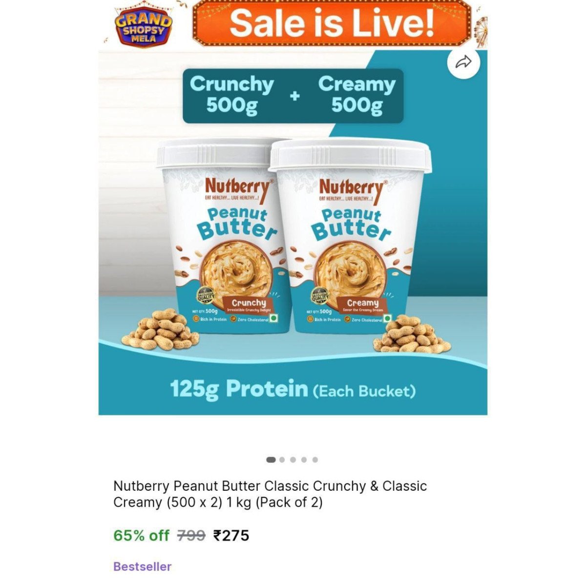 Nutberry Peanut Butter 1kg @ ₹275