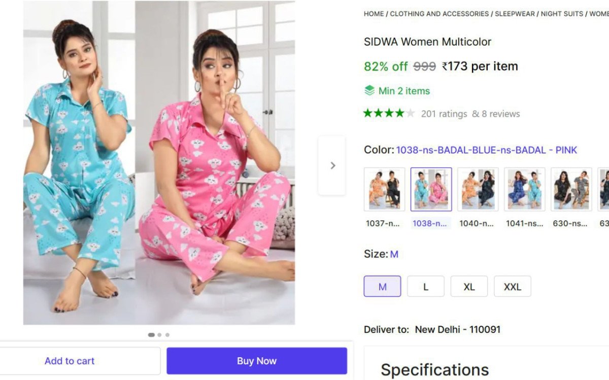 Women Night Suit Set @ ₹173



Min 2 Buy