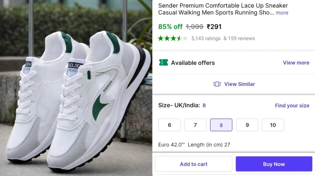 🔥Men's White Sneakers at ₹291

👉