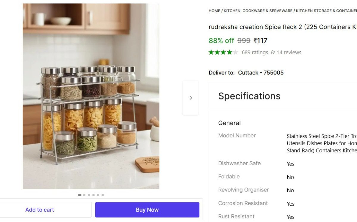 Shopsy | 2-Layer Stainless Steel Kitchen Rack  ₹117