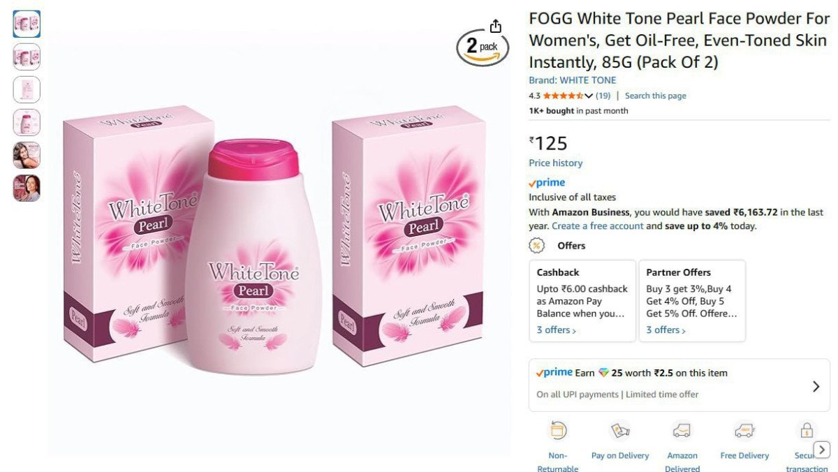 FOGG White Tone Pearl Face Powder 85gm @ 125



Pack Of 2