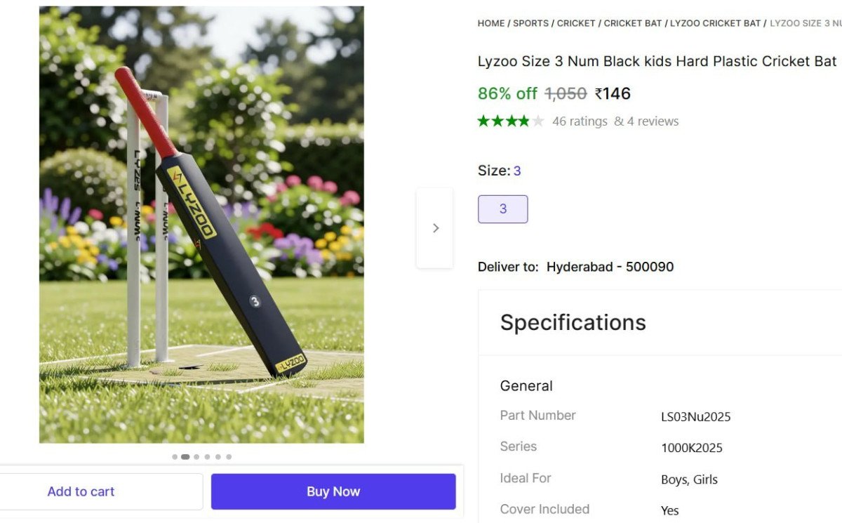 Shopsy | Hard Plastic Cricket Bat @ ₹146