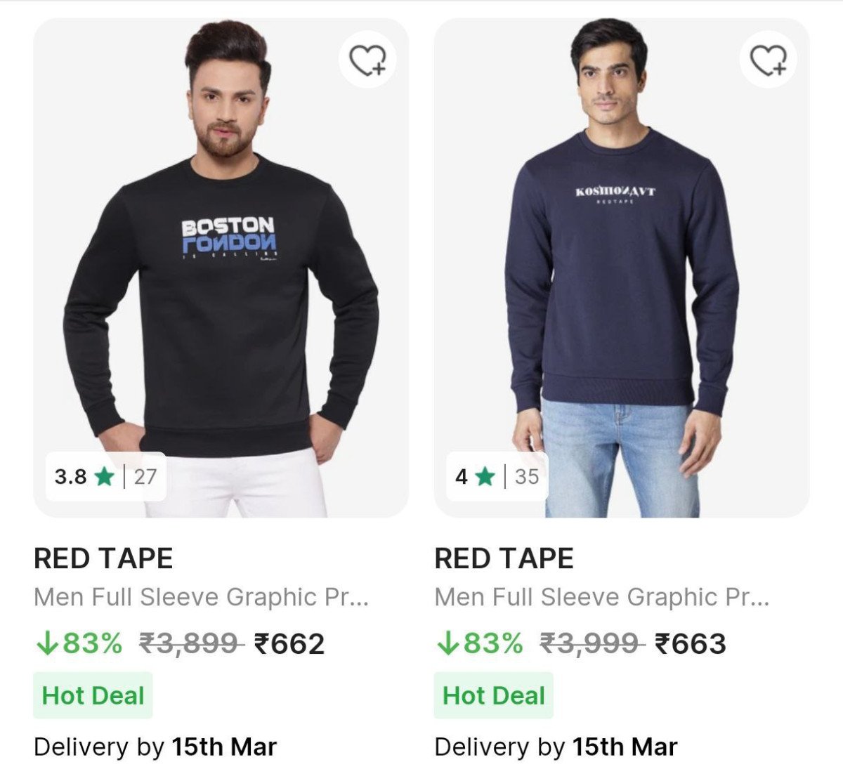 Flipkart | Upto 83% Off On Red Tape Sweatshirt.