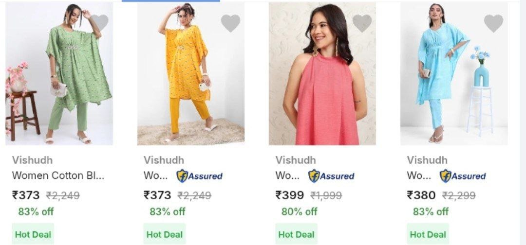 Flipkart | Upto 83% Off : Vishudh Women's Kurta.