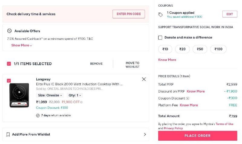 Loot : 2000W Induction Cooktop @799.



Apply Code : MBBSAVE