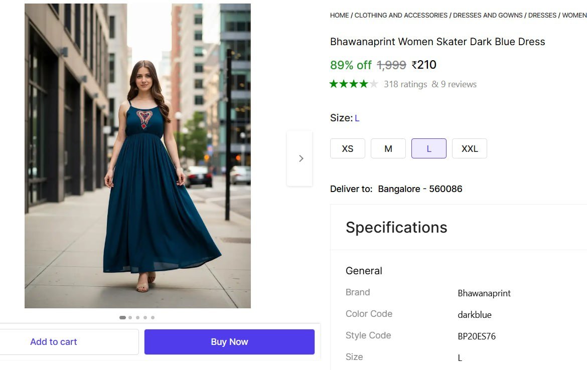 Women Skater Dark Blue Dress @ ₹210