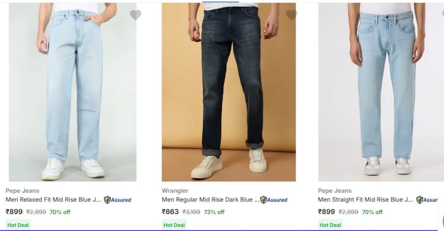 Flipkart | Branded Jeans Upto 80% Off

🔗 Link :  

Pepe jeans :  
Wrangler :