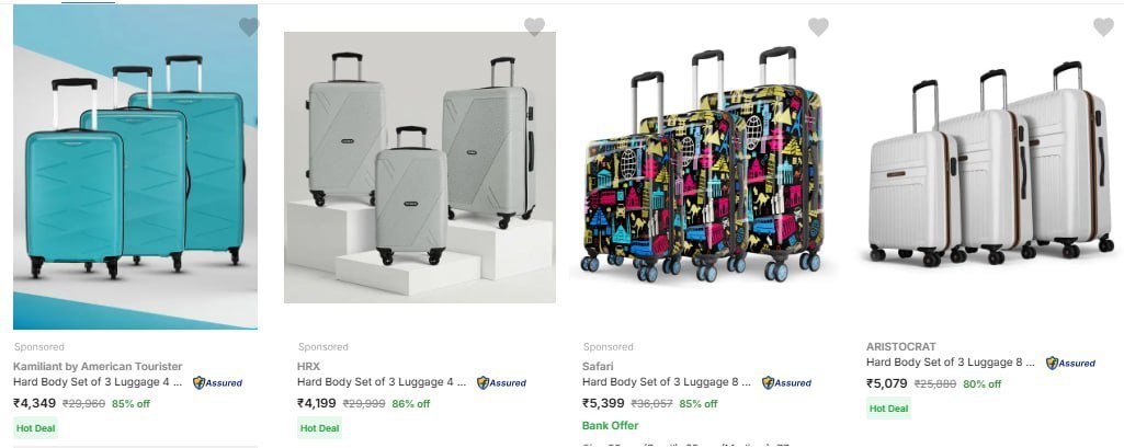 🔥 Luggage Set Sale on Flipkart 🧳

💥 3Pc Trolley Luggage Sets From ₹3449
🎟 Extra 10% Instant Bank Discount

✅ Top Brands : Safari, HRX & More
✅ Cabin + Medium + Large (3 Bags Set)
✅...