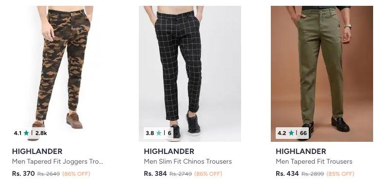 🔥🔥Upto 86% Off Highlander Men's Trousers 

Buy Here :
