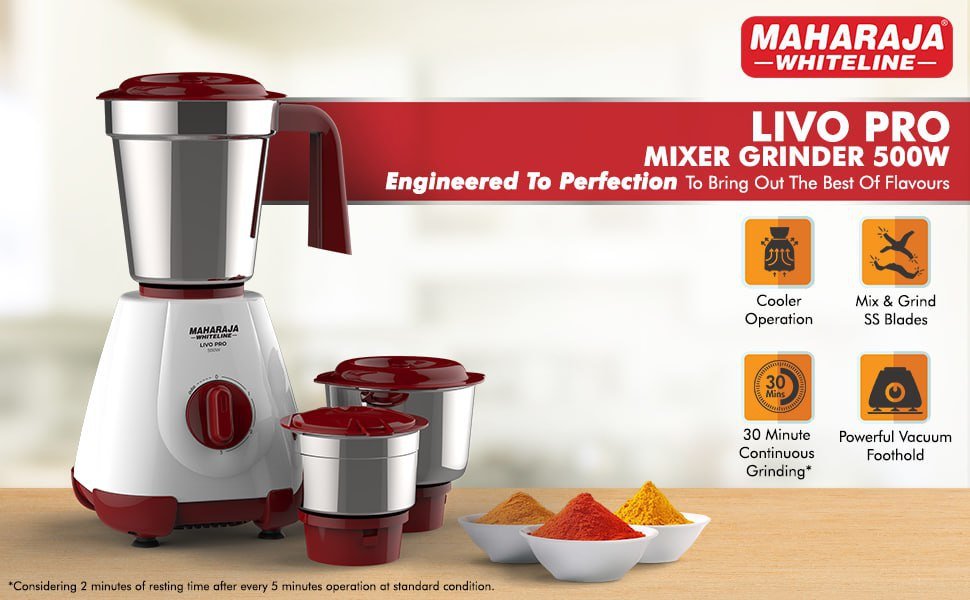 Maharaja Whiteline 500W Livo Pro Mixer Grinder @ 1699