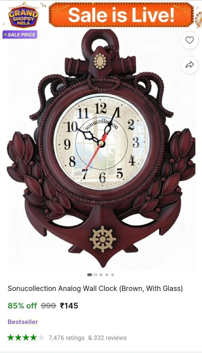 🔥  Analog Wall Clock @ ₹145

🔗
