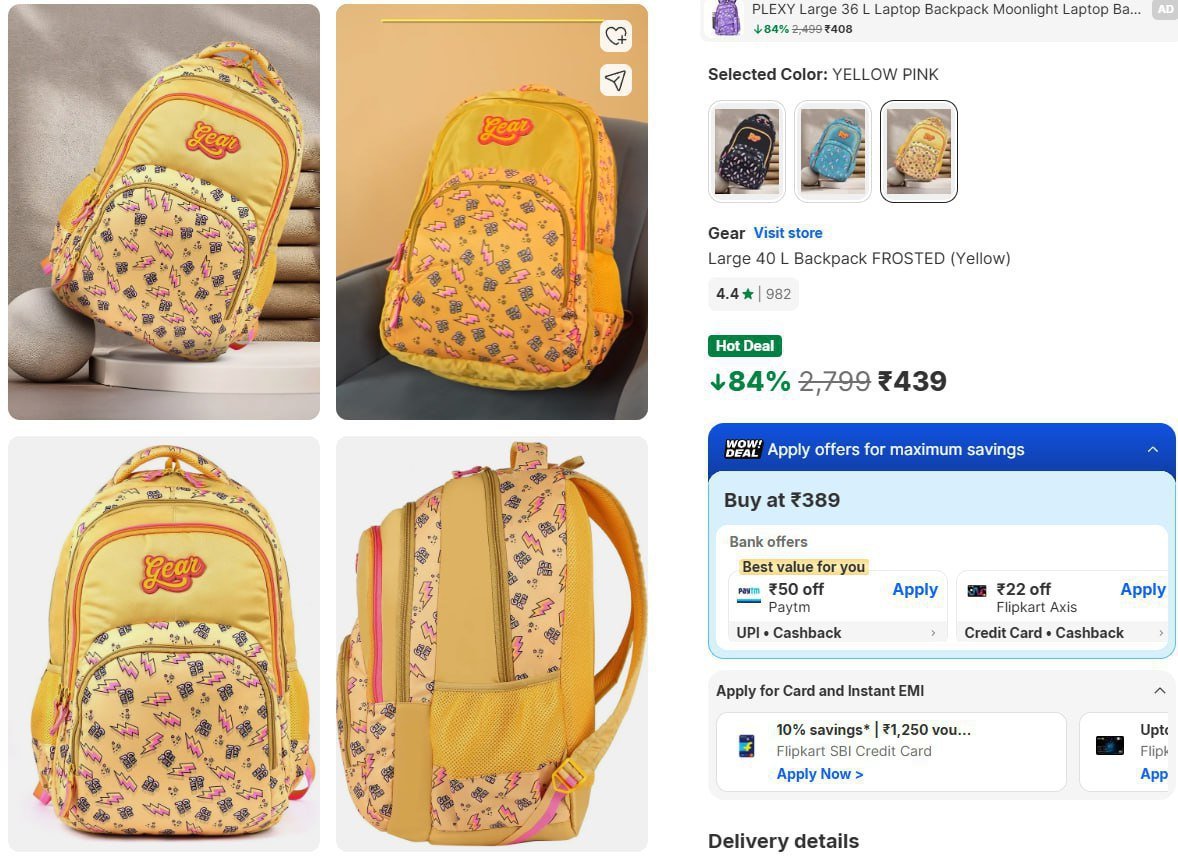 Gear Large 40 L Backpack @439.