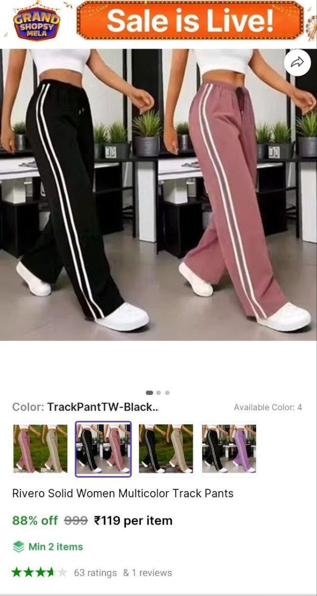Women Solid Track Pants @ ₹119

 

Check Min Buy Quantity