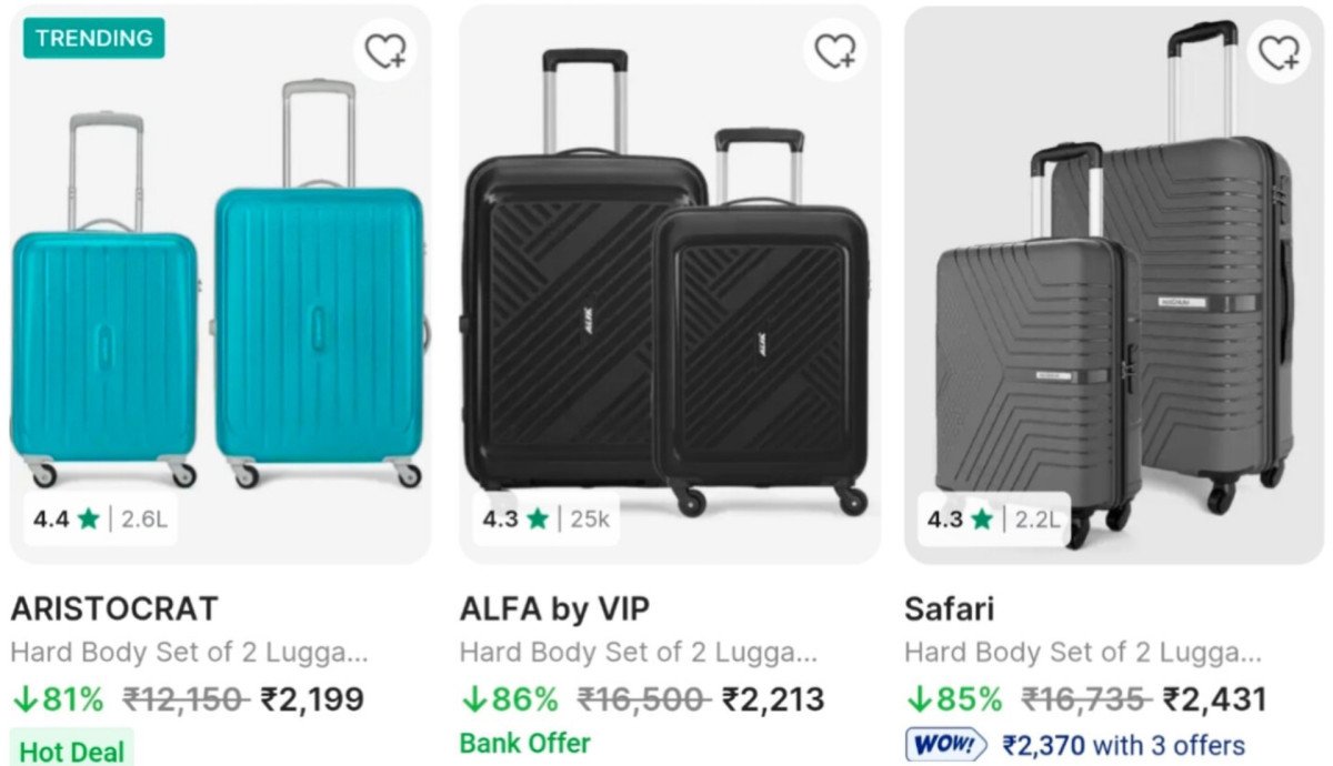 🔥Top Brands Trolley Combo From ₹2199

👉