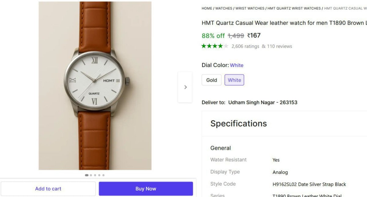 HMT Analog Watch For Men @ ₹167