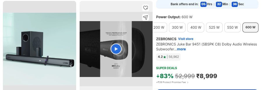 ZEBRONICS Juke Bar 9451 (SBSPK C😎 Dolby Audio Wireless Su