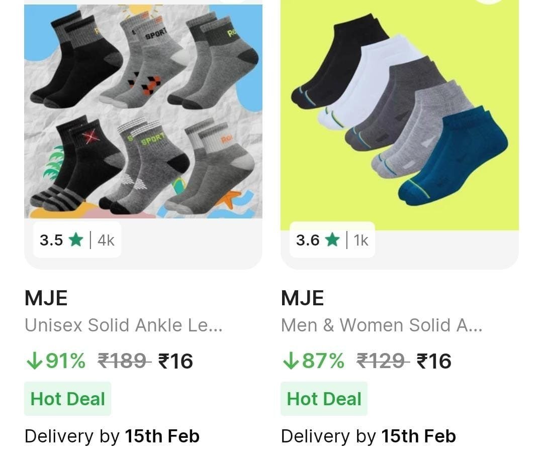 🧦 MJE Mens & Womens Socks – Starting at just ₹16 🤩