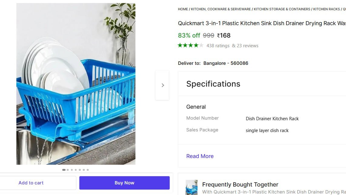 Kitchen Sink Dish Drainer @ ₹168