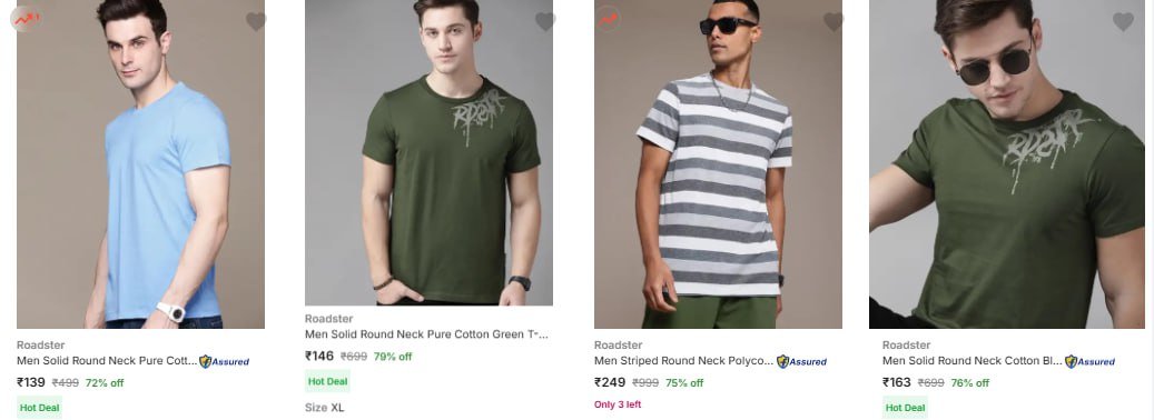 Flipkart | Upto 80% Off On Roadster Men Clothing.