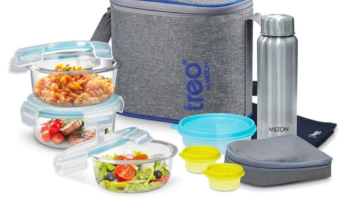 Treo by Milton Glass Tiffin with Bag, Set of 8 at ₹ 1099