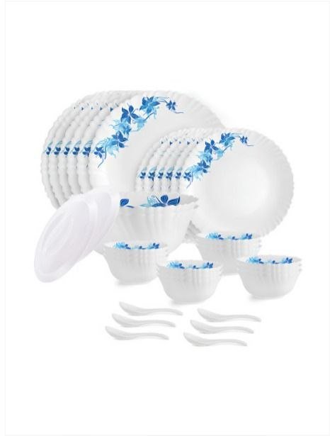 🔥🔥Cello Dazzle Series White Leaf Opalware Dishwasher a