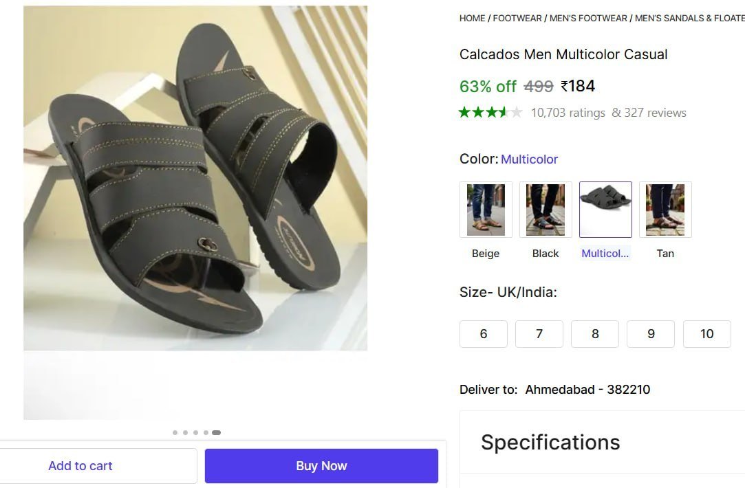 Men's Casual Sandals @ ₹184