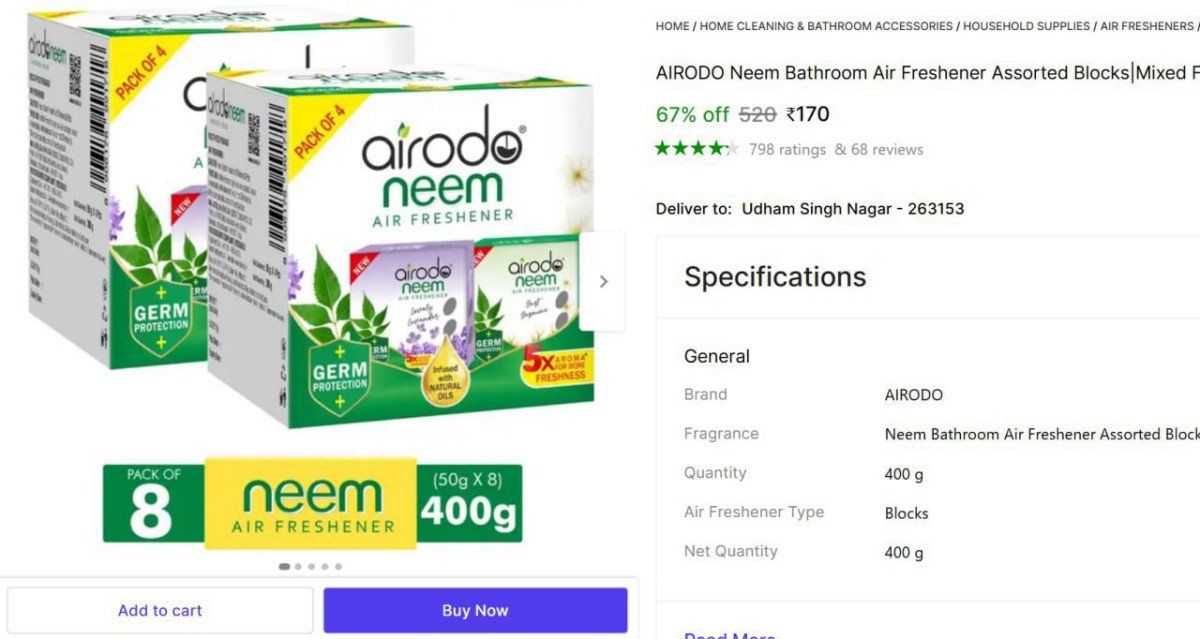 Neem Bathroom Air Freshener (8 x 50gm) @ ₹170