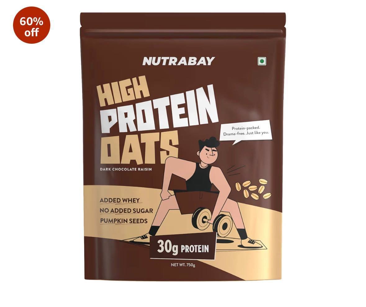 Amazon | Fast 60%: Nutrabay High Protein Oats 750g @ 399/-

