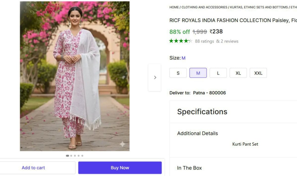 Women Kurta, Pant & Dupatta Set @ ₹238