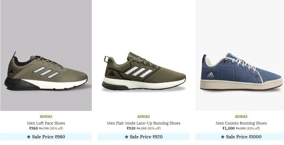 AJIO Loot : Upto 80% Off On Top Branded Sports Shoes. 

Adid