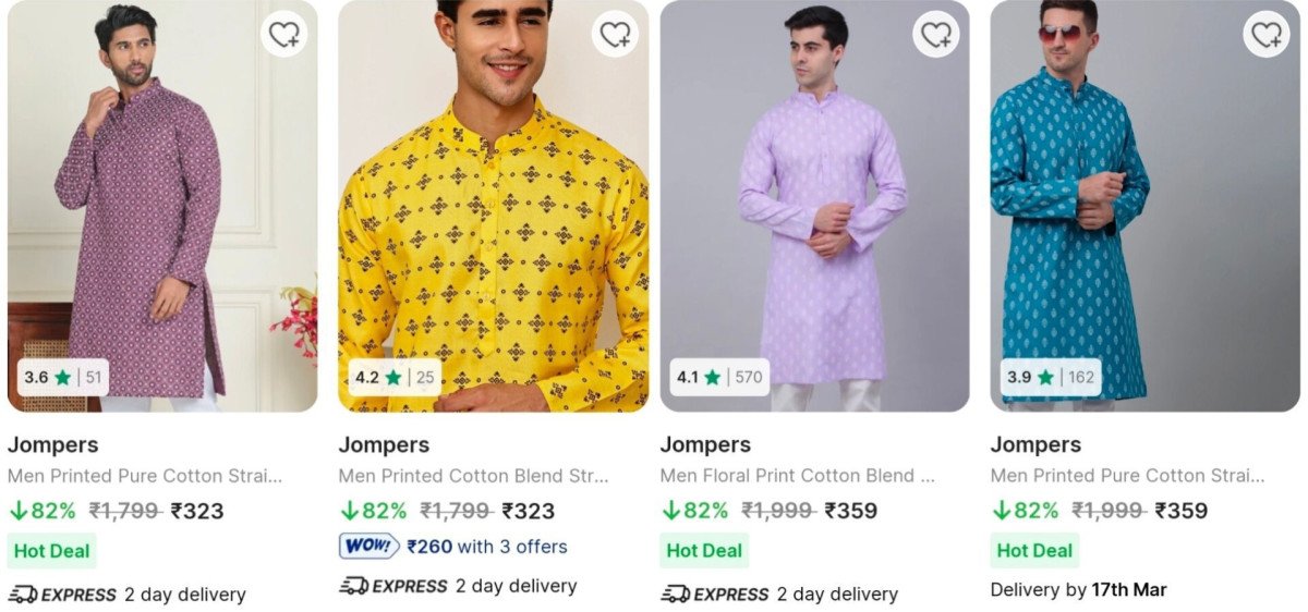 🔥Men's Printed Kurta From ₹323

👉