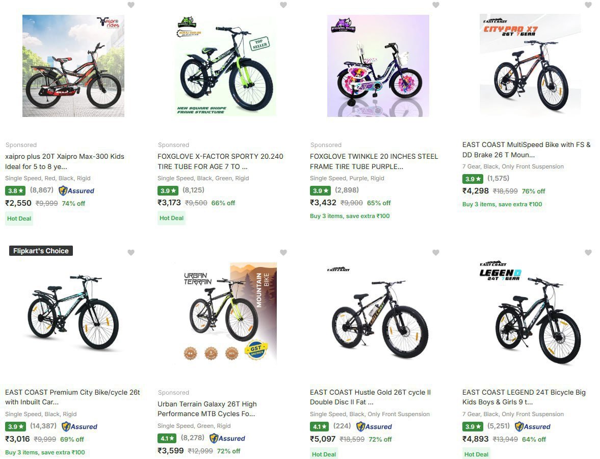 Grab : Upto 77% Off On East Coast Cycles