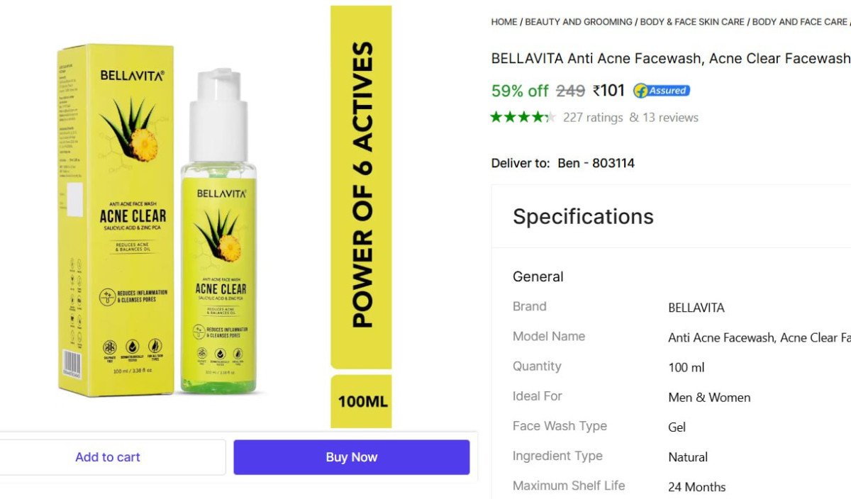 BELLAVITA Anti Acne Facewash (100 ml) @ ₹101

👉

More �