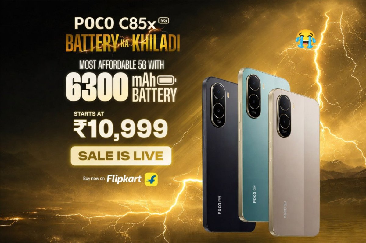 POCO C85x 5G First Sale is live  | 4/64 @ ₹10,999. | 3 Mon
