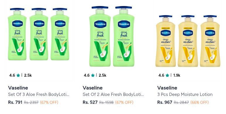 Myntra Loot on Vaseline Lotions @ 67% off