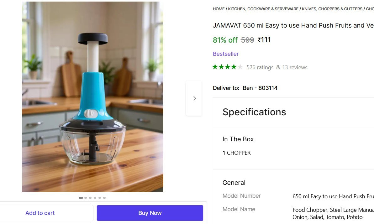 🔥  Vegetable & Fruit Chopper, 650 ml @ ₹111

🔗